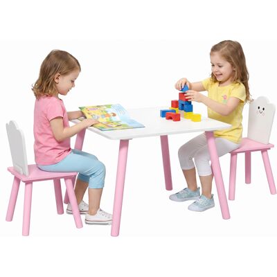 TORMATOR Kindertisch Und Stuhl Set 3-teilig, 1 Tisch 2 Stühle, Rosa Und Weiß TORMATOR Kindertisch Und Stuhl Set 3-teilig, 1 Tisch 2 Stühle, Rosa Und Weiß