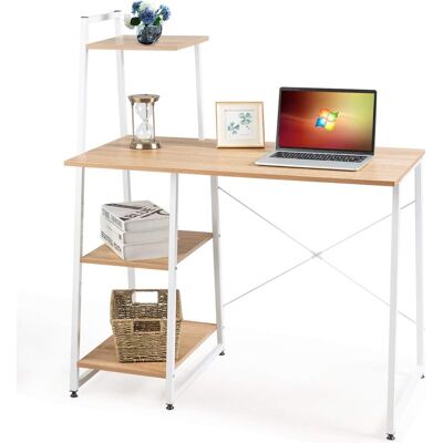 Costway - Computertisch Mit 4 Regaln, Schreibtisch Holz & Metall, Pc Tisch Buerotisch Arbeitstisch Officetisch Fuers Buero, Arbeitszimmer, Wohnzimmer 98x50x118cm Costway - Computertisch Mit 4 Regaln, Schreibtisch Holz & Metall, Pc Tisch Buerotisch Arbeitstisch Officetisch Fuers Buero, Arbeitszimmer, Wohnzimmer 98x50x118cm