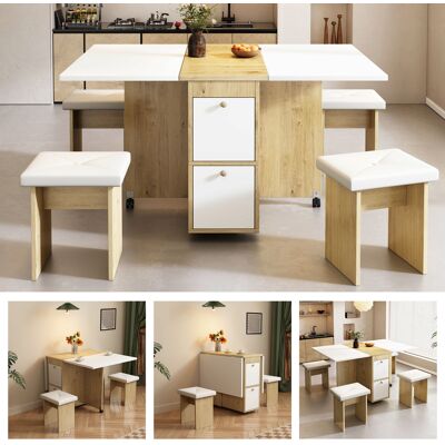 SANS MARQUE Esstisch-set – Aus Spanplatte – Klappbares Und Versenkbares Design – Vielseitigkeit: Dieses Esstischset – Stilvolles Erscheinungsbild – 120x80x75 Cm SANS MARQUE Esstisch-set – Aus Spanplatte – Klappbares Und Versenkbares Design – Vielseitigkeit: Dieses Esstischset – Stilvolles Erscheinungsbild – 120x80x75 Cm