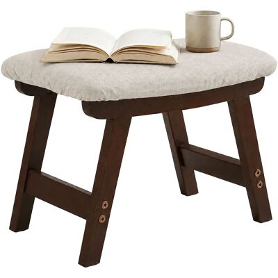 Relaxdays Fußhocker Aus Holz, Gepolsterte Fußablage, Hxbxt: 29x40x25 Cm, Flur, Wohnzimmer, Beistellhocker, Beige/braun Relaxdays Fußhocker Aus Holz, Gepolsterte Fußablage, Hxbxt: 29x40x25 Cm, Flur, Wohnzimmer, Beistellhocker, Beige/braun