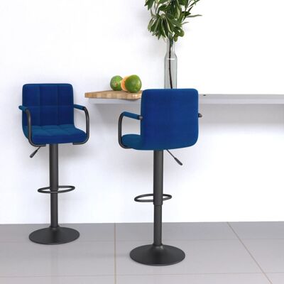 vidaXL Blaue Höhenverstellbare Barhocker 2 Stück vidaXL Blaue Höhenverstellbare Barhocker 2 Stück