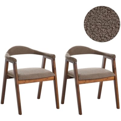 BELIANI Esszimmerstuhl 2er Set Oneco Holz Braun / Taupe BELIANI Esszimmerstuhl 2er Set Oneco Holz Braun / Taupe