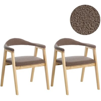 BELIANI Esszimmerstuhl 2er Set Oneco Holz Hellbraun / Taupe BELIANI Esszimmerstuhl 2er Set Oneco Holz Hellbraun / Taupe
