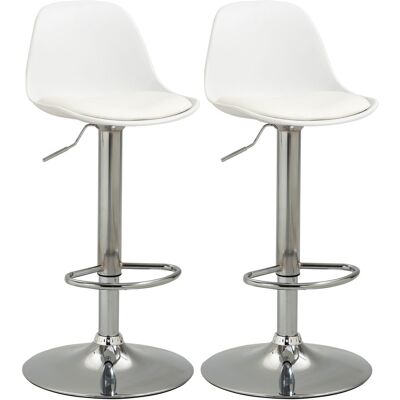 Homcom - Barhocker 2er Set, Gepolstert Barstuhl Mit Stahlgestell, Lehne, Höhenverstellbar Küchenstühle Mit Fußstütze 360° Drehbar Tresenhocker Für Küche, Wohnzimmer, Esszimmer, Kunstleder Weiß Homcom - Barhocker 2er Set, Gepolstert Barstuhl Mit Stahlgestell, Lehne, Höhenverstellbar Küchenstühle Mit Fußstütze 360° Drehbar Tresenhocker Für Küche, Wohnzimmer, Esszimmer, Kunstleder Weiß
