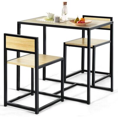 Costway - Ensemble Table À Manger 1 Table Et 2 Chaises Encastrable Style Industriel Moderne Pour Salle À Manger, Bistro Naturel Costway - Ensemble Table À Manger 1 Table Et 2 Chaises Encastrable Style Industriel Moderne Pour Salle À Manger, Bistro Naturel