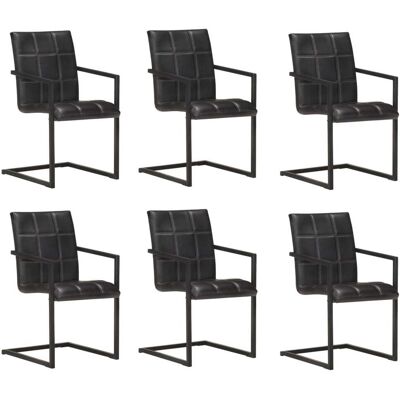 Freischwinger 6 Stk. Schwarz Echtleder Vidaxl Freischwinger 6 Stk. Schwarz Echtleder Vidaxl