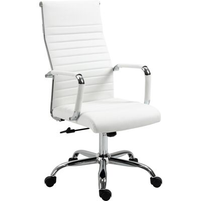 OEM Bürostuhl Ergonomischer Schreibtischstuhl Mit Armlehne, Höhenverstellbarer Drehstuhl Mit Wippfunktion, Kunstleder, Gepolstert Computerstuhl, Weiß OEM Bürostuhl Ergonomischer Schreibtischstuhl Mit Armlehne, Höhenverstellbarer Drehstuhl Mit Wippfunktion, Kunstleder, Gepolstert Computerstuhl, Weiß