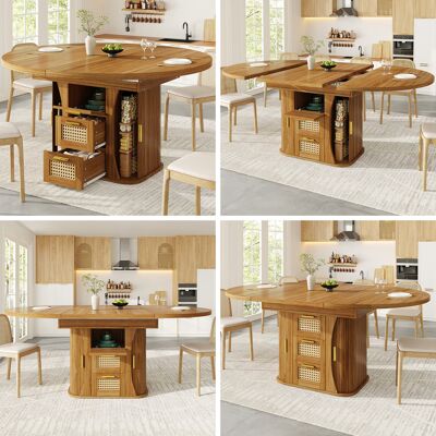 SANS MARQUE Ausziehbarer Esstisch – 118x118x77,1 Cm – 51.2 Kg – Aus Mdf – Flexibel Ausziehbare Tischplatte – Integrierter Stauraum Mit – Modell B – Mit Stauraum SANS MARQUE Ausziehbarer Esstisch – 118x118x77,1 Cm – 51.2 Kg – Aus Mdf – Flexibel Ausziehbare Tischplatte – Integrierter Stauraum Mit – Modell B – Mit Stauraum