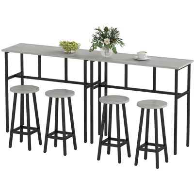 OEM Bartisch-set Im Industriedesign, 6-teilig, 2 Tische Und 4 Barhocker, Grau + Schwarz OEM Bartisch-set Im Industriedesign, 6-teilig, 2 Tische Und 4 Barhocker, Grau + Schwarz