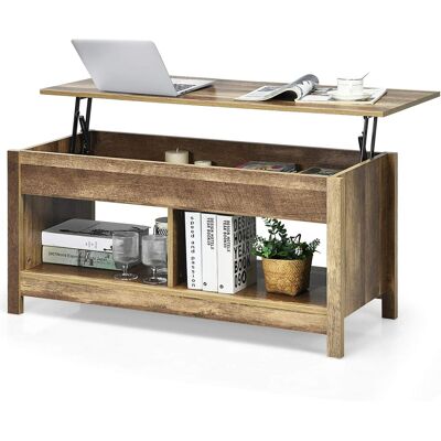 Costway - Couchtisch Hoehenverstellbar, Sofatisch Beistelltisch Mit Ablagefach, Sofatisch Aus Holz, Kaffeetisch Teetisch Fuer Wohnzimmer Balkon Flur Natur Costway - Couchtisch Hoehenverstellbar, Sofatisch Beistelltisch Mit Ablagefach, Sofatisch Aus Holz, Kaffeetisch Teetisch Fuer Wohnzimmer Balkon Flur Natur