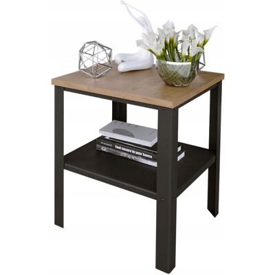 OEM Verschraubter Tisch Mit Ablage Im Loft-industrie-stil, 40x40x45 Cm, Schwarz+eiche, Lancelot OEM Verschraubter Tisch Mit Ablage Im Loft-industrie-stil, 40x40x45 Cm, Schwarz+eiche, Lancelot