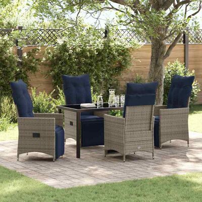 SORRUDER Vidaxl Tisch- Und Stuhlset Mit Kissen 5 Pcs Grau Pe-rattan SORRUDER Vidaxl Tisch- Und Stuhlset Mit Kissen 5 Pcs Grau Pe-rattan