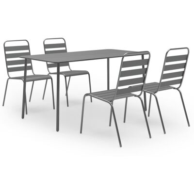 Vidaxl 5-tlg. Garten-essgruppe Stahl Dunkelgrau Vidaxl 5-tlg. Garten-essgruppe Stahl Dunkelgrau