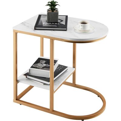 Costway - Couchtisch Mit Marmoroptik Holz, 2 Ebenen Beistelltisch Mit Metallbeinen, Kaffeetische Modern, Kompakt, Für Wohnzimmer Und Schlafzimmer, 60 X 40 X 60cm Costway - Couchtisch Mit Marmoroptik Holz, 2 Ebenen Beistelltisch Mit Metallbeinen, Kaffeetische Modern, Kompakt, Für Wohnzimmer Und Schlafzimmer, 60 X 40 X 60cm
