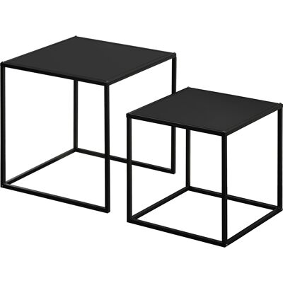 OEM Beistelltisch, Couchtisch, Satztisch, 2er-set, Modernes Design, Stahlrahmen, Schwarz, 40 X 40 X 40cm OEM Beistelltisch, Couchtisch, Satztisch, 2er-set, Modernes Design, Stahlrahmen, Schwarz, 40 X 40 X 40cm