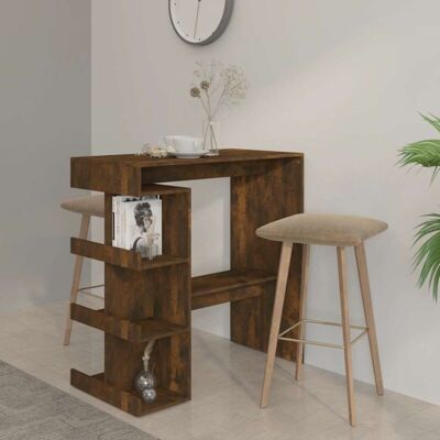 Bartisch Mit Regal Räuchereiche 100x50x101,5 Cm Holzwerkstoff Vidaxl Bartisch Mit Regal Räuchereiche 100x50x101,5 Cm Holzwerkstoff Vidaxl