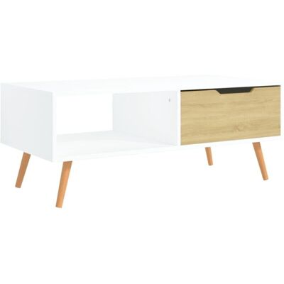 vidaXL - Weiß & Sonoma Eiche - 100x49.5x43 cm - Coffee Table vidaXL - Weiß & Sonoma Eiche - 100x49.5x43 cm - Coffee Table