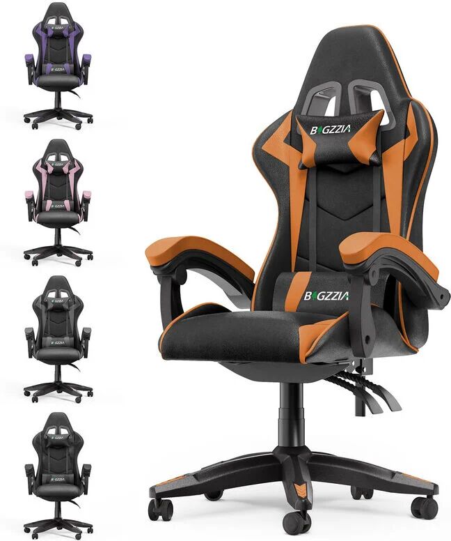 Bigzzia - Gaming Stuhl Ergonomisch - Gamer Stühle mit Lendenkissen + Kopfstütze Gaming Chair Höhenverstellbar Bürostuhl Computerstuhl für Erwachsene