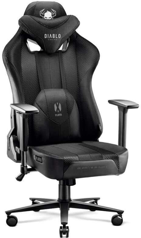 Diablo - X-Player 2.0 Gaming Stuhl Computerstuhl ergonomischer Bürostuhl Gamer Chair Schreibtischstuhl Stoffbezug Schwarz - Normal Size