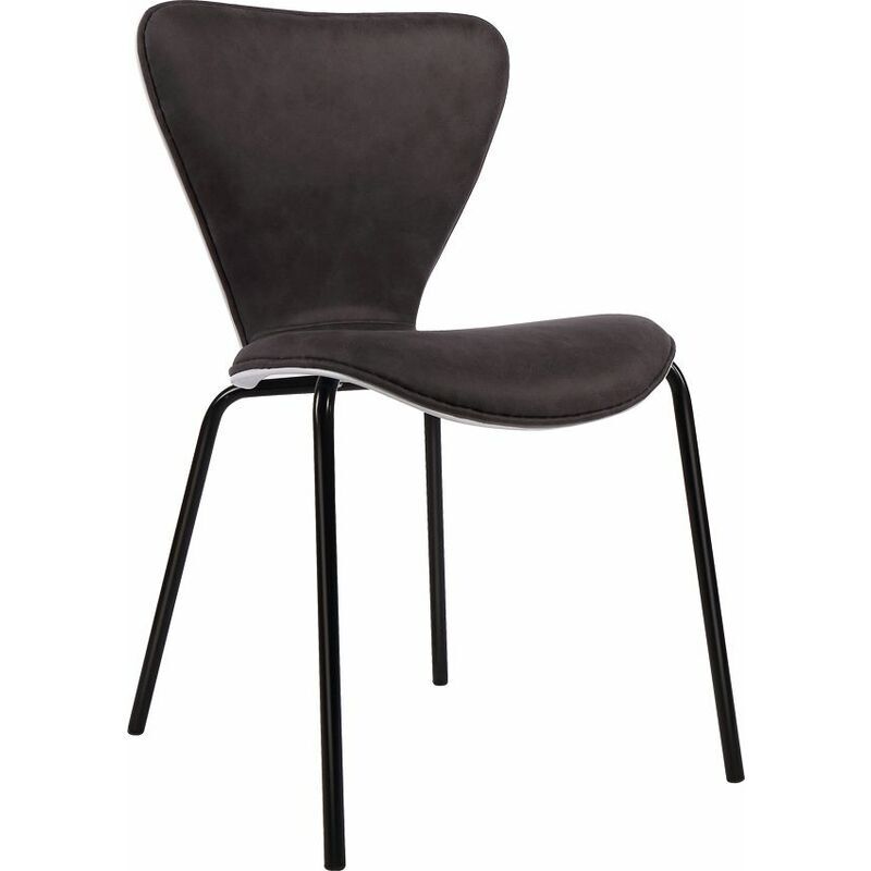 KOSMI Juego de 4 cómodas sillas negras de diseño "puro" con patas de metal