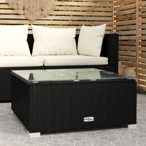 MAISONCHIC Beistelltisch,Sofatisch,Kaffeetisch,Garten-Couchtisch Schwarz 60x60x30 cm Poly Rattan und Glas -67397