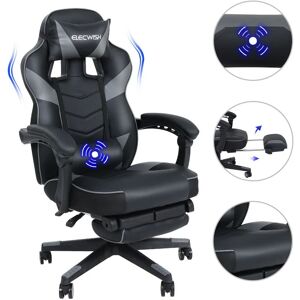 Gaming Stuhl Massage Computer Stuhl pu Leder verstellbare Stühle mit Fußstütze und Lendenwirbelstütze Grau - Grau - Puluomis