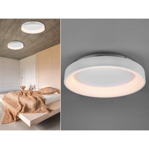 TRIO LIGHTING Große led Deckenleuchte girona Weiß mit Fernbedienung & Dimmer, ø 60cm