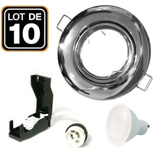 Europalamp - 10 Einbaustrahlers 7W Einbaustrahler schwenkbar Verchromt GU10 led Kaltweiß 6000K Europalamp - 10 Einbaustrahlers 7W Einbaustrahler schwenkbar Verchromt GU10 led Kaltweiß 6000K