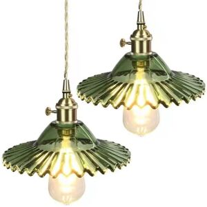 WOTTES Industrielle Vintage Pendelleuchte Retro Glas Hängeleuchte Lampenschirm Kreative Deckenleuchte Grün 2 Stücke WOTTES Industrielle Vintage Pendelleuchte Retro Glas Hängeleuchte Lampenschirm Kreative Deckenleuchte Grün 2 Stücke