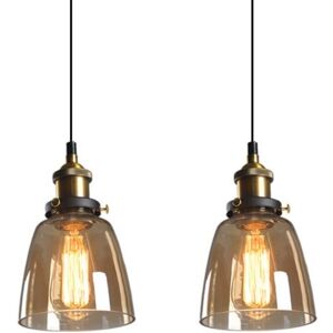 WOTTES 2 Stück Vintage Industrie Pendelleuchte Glas Hängeleuchte Dekorative Deckenlampe Bernstein Kronleuchter Ø14cm WOTTES 2 Stück Vintage Industrie Pendelleuchte Glas Hängeleuchte Dekorative Deckenlampe Bernstein Kronleuchter Ø14cm