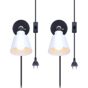 STOEX 2 Stück Wandlampe mit Schalter und Stecker, Modern aus Eisen Holz Wandleuchte Verstellbare für Wohnzimmer Schlafzimmer Flur Treppenhaus - Weiß STOEX 2 Stück Wandlampe mit Schalter und Stecker, Modern aus Eisen Holz Wandleuchte Verstellbare für Wohnzimmer Schlafzimmer Flur Treppenhaus - Weiß