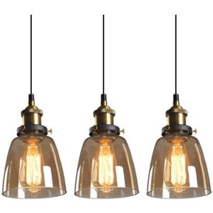 WOTTES 3 Stück Vintage Industrie Pendelleuchte Glas Hängeleuchte Dekorative Deckenlampe Bernstein Kronleuchter Ø14cm WOTTES 3 Stück Vintage Industrie Pendelleuchte Glas Hängeleuchte Dekorative Deckenlampe Bernstein Kronleuchter Ø14cm