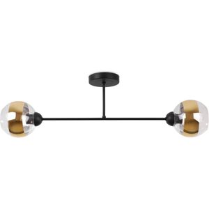 Asturia Schwarze Deckenleuchte 2 Flache Goldene Lampe E27 Asturia Schwarze Deckenleuchte 2 Flache Goldene Lampe E27