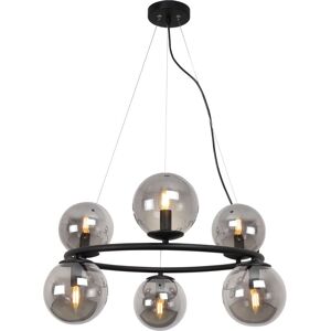 Aura Schwarze Hängelampe 6 Flache Graphit-Lampenschirme E15 Aura Schwarze Hängelampe 6 Flache Graphit-Lampenschirme E15