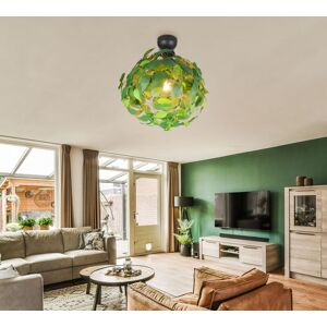 Deckenlampe Esszimme RL euchte Deckenleuchte Wohnzimme RL ampe Schlafzimme RL euchte Flu RL ampe, Metall Kunststoff schwarz grün Blätter-Design, 1x Deckenlampe Esszimme RL euchte Deckenleuchte Wohnzimme RL ampe Schlafzimme RL euchte Flu RL ampe, Metall Kunststoff schwarz grün Blätter-Design, 1x
