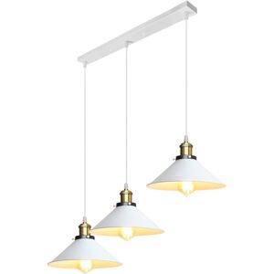 STOEX 3-Flammige Pendelleuchte Industrial Eisen Regenschirm Lampenschirm E27 Hängeleuchte für Esstisch Küche Bars Bauernhaus - Rechteckig Basis (Weiß) STOEX 3-Flammige Pendelleuchte Industrial Eisen Regenschirm Lampenschirm E27 Hängeleuchte für Esstisch Küche Bars Bauernhaus - Rechteckig Basis (Weiß)