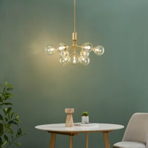 KOSILUM Großer eleganter goldener Kronleuchter mit 9 transparenten Kugeln - Audrey KOSILUM Großer eleganter goldener Kronleuchter mit 9 transparenten Kugeln - Audrey