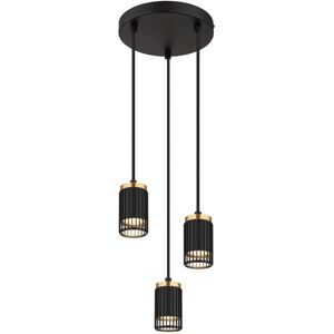 Globo Lighting - Hängelampe Pendelleuchte Hängeleuchte Esszimmerlampe 3 Flammig schwarz goldfarben, Aluminium Metall, 3x GU10 Fassungen, DxH 21x115,5 Globo Lighting - Hängelampe Pendelleuchte Hängeleuchte Esszimmerlampe 3 Flammig schwarz goldfarben, Aluminium Metall, 3x GU10 Fassungen, DxH 21x115,5