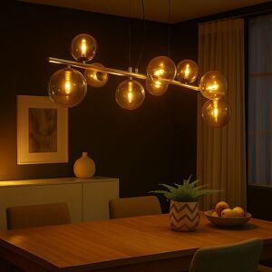 Globo Hängelampe Pendelleuchte Esstischleuchte Kugellampe 9-flammig Glas, Amberfarben schwarz, 9x G9 led 3W 80lm 3000K warmweiß, LxBxH 86,6x36x120 cm Globo Hängelampe Pendelleuchte Esstischleuchte Kugellampe 9-flammig Glas, Amberfarben schwarz, 9x G9 led 3W 80lm 3000K warmweiß, LxBxH 86,6x36x120 cm