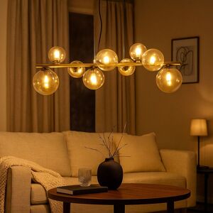 Globo Hängelampe Pendelleuchte Esstischleuchte Kugellampe 9-flammig Glas, Amberfarben schwarz, 9x G9 led 3W 80lm 3000K warmweiß, LxBxH 86,6x36x120 cm Globo Hängelampe Pendelleuchte Esstischleuchte Kugellampe 9-flammig Glas, Amberfarben schwarz, 9x G9 led 3W 80lm 3000K warmweiß, LxBxH 86,6x36x120 cm