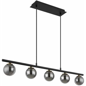 ETC-SHOP Hängelampe Pendelleuchte Esszimmerlampe, 5-flammig, Glas Kugel, Höhenverstellbar, Metall Rauchglas, schwarz, 5x G9 Fassungen, LxBxH 90x10x120 cm ETC-SHOP Hängelampe Pendelleuchte Esszimmerlampe, 5-flammig, Glas Kugel, Höhenverstellbar, Metall Rauchglas, schwarz, 5x G9 Fassungen, LxBxH 90x10x120 cm