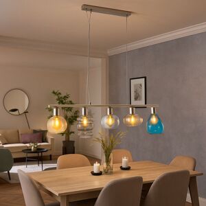 ETC-SHOP Hängeleuchte Glasschirme Esszimmerleuchte Hängend Hängelampe Esszimmer, blau amber rauch klar, Metall, 5 Flammig E14 Fassungen, BxH 80x150 cm ETC-SHOP Hängeleuchte Glasschirme Esszimmerleuchte Hängend Hängelampe Esszimmer, blau amber rauch klar, Metall, 5 Flammig E14 Fassungen, BxH 80x150 cm