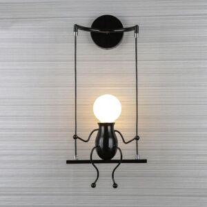 STOEX Moderne Humanoid LED Wandleuchte Innen Art Deco E27 Eisen für Kinder Zimmer, Treppen, Flur, Restaurant, Küche (Schwarz) STOEX Moderne Humanoid LED Wandleuchte Innen Art Deco E27 Eisen für Kinder Zimmer, Treppen, Flur, Restaurant, Küche (Schwarz)