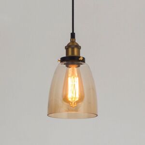 WOTTES Industrial Vintage Pendelleuchte Glas Hängelampe E27 Messing Anhänger Deckenleuchten - b Bernstein WOTTES Industrial Vintage Pendelleuchte Glas Hängelampe E27 Messing Anhänger Deckenleuchten - b Bernstein