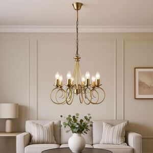 Etc-shop - Altmessing Kronleuchter Hänge Decken Lüster Wohn Ess Zimmer Beleuchtung Pendel Lampe Etc-shop - Altmessing Kronleuchter Hänge Decken Lüster Wohn Ess Zimmer Beleuchtung Pendel Lampe