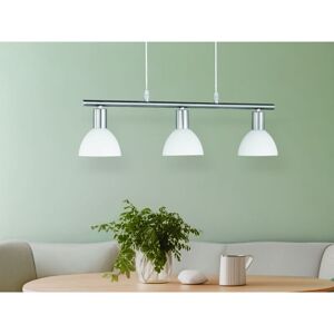 Meinewunschleuchte - led Balken Pendelleuchte 3 flammig Lampenschirme Glas Weiß, Breite 61cm Meinewunschleuchte - led Balken Pendelleuchte 3 flammig Lampenschirme Glas Weiß, Breite 61cm