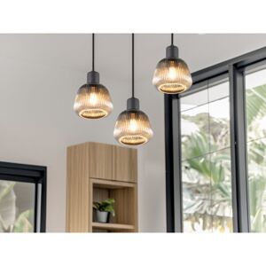 Meinewunschleuchte - led Cluster Pendelleuchte 3-flammig mit Glasschirmen Chrom bedampft, ø 37cm Meinewunschleuchte - led Cluster Pendelleuchte 3-flammig mit Glasschirmen Chrom bedampft, ø 37cm