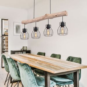 GLOBO LIGHTING Led Hängelampe Holzbalken Pendelleuchte 4 flammig Esstischlampe Käfig Design, Metall schwarz, 4x 7W 4x 806lm warmweiß, LxH 82,5 x 140 cm GLOBO LIGHTING Led Hängelampe Holzbalken Pendelleuchte 4 flammig Esstischlampe Käfig Design, Metall schwarz, 4x 7W 4x 806lm warmweiß, LxH 82,5 x 140 cm