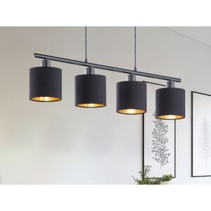 Meinewunschleuchte - led Pendelleuchte 4-flammig Stoff Lampenschirme Schwarz/Gold, Breite 75cm Meinewunschleuchte - led Pendelleuchte 4-flammig Stoff Lampenschirme Schwarz/Gold, Breite 75cm