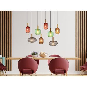 MEINEWUNSCHLEUCHTE LED Pendelleuchte mehrflammig lang aus Rillenglas Bunt, Breite 125cm MEINEWUNSCHLEUCHTE LED Pendelleuchte mehrflammig lang aus Rillenglas Bunt, Breite 125cm